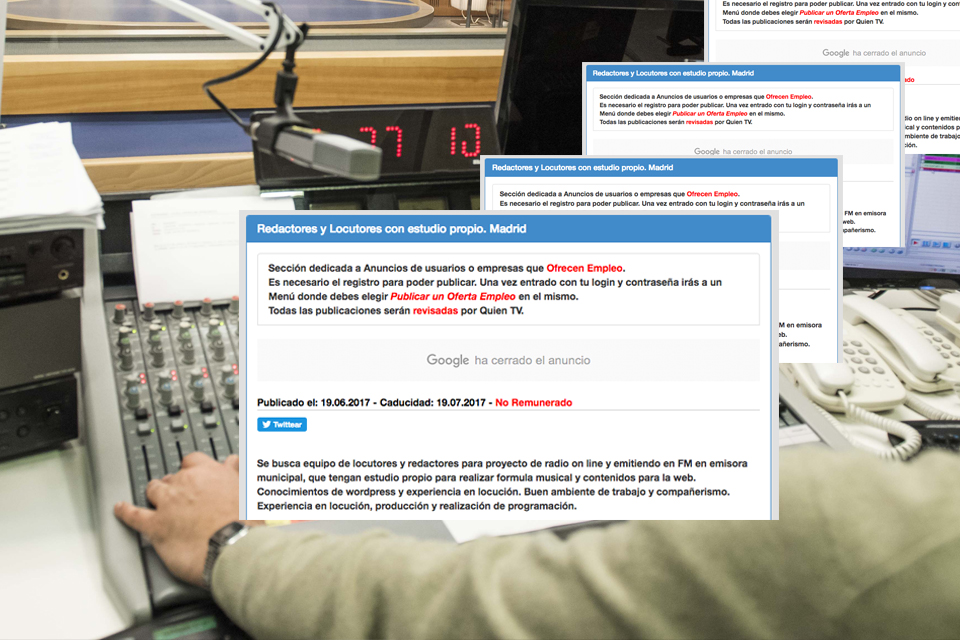 Basura laboral: Se busca locutor con estudio propio para trabajar gratis
