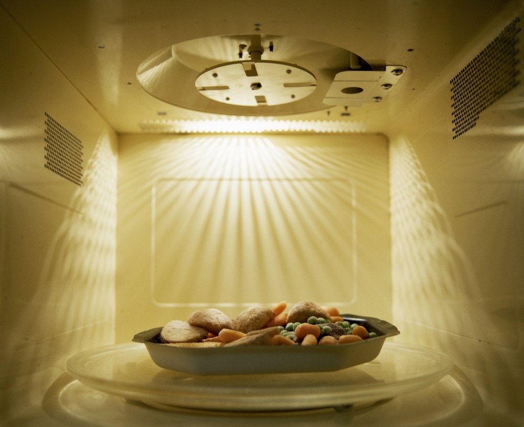 microwave meal cooking in a microwave