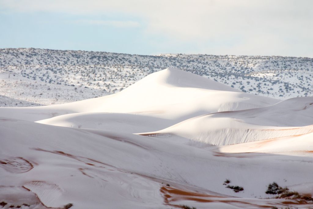 The Sahara desert was covered in over a foot of snow