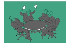 Mensen zitten om de tafel