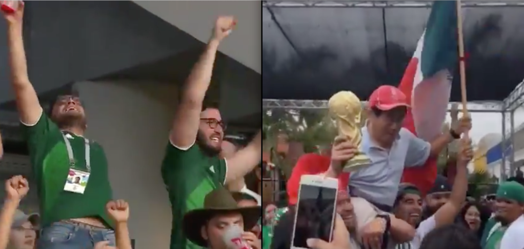 Fanáticos mexicanos cargan en hombros a fans coreanos por su ayuda en el Mundial