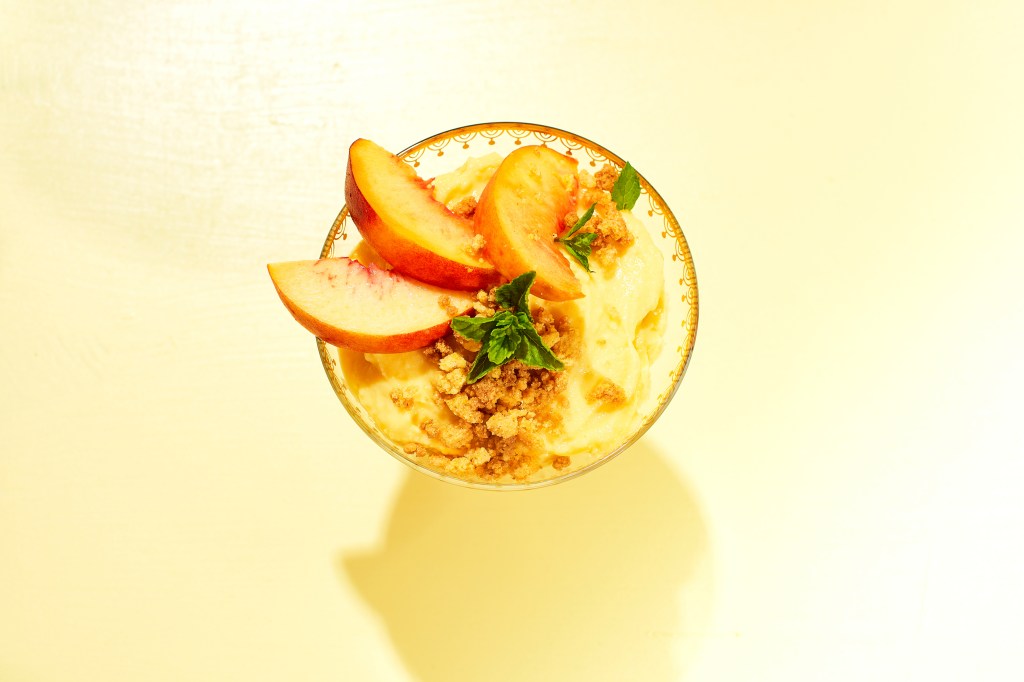 Corn Pudding with Rosé Peaches Recipe