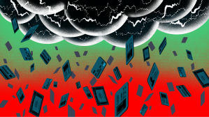 Illustration of a cloud server leaking sensitive data.