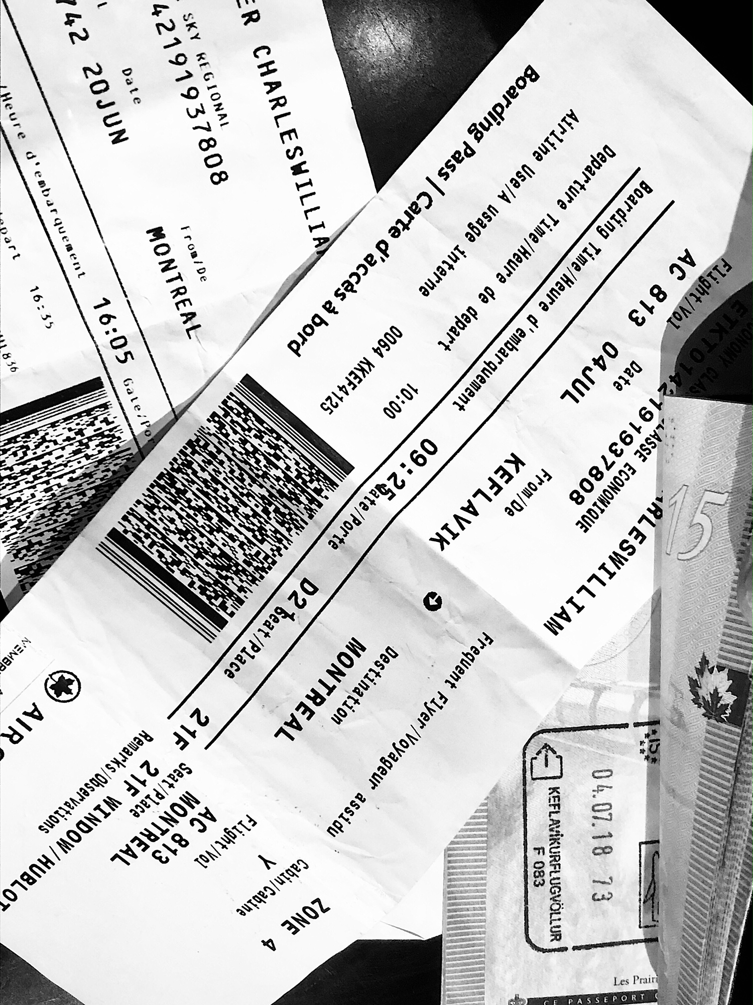 Charles William Pelletier billets d'avion