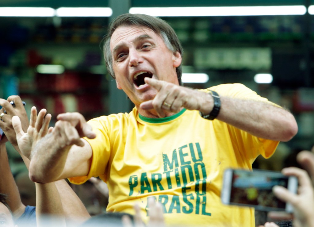 ​Jair Bolsonaro ​during a rally ​in Juiz de Fora on September 8, 2018.