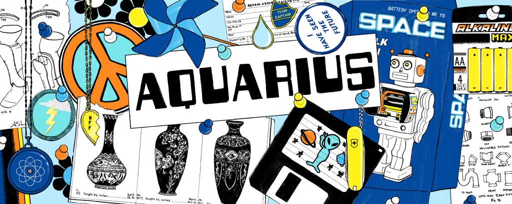 A banner that says Aquarius