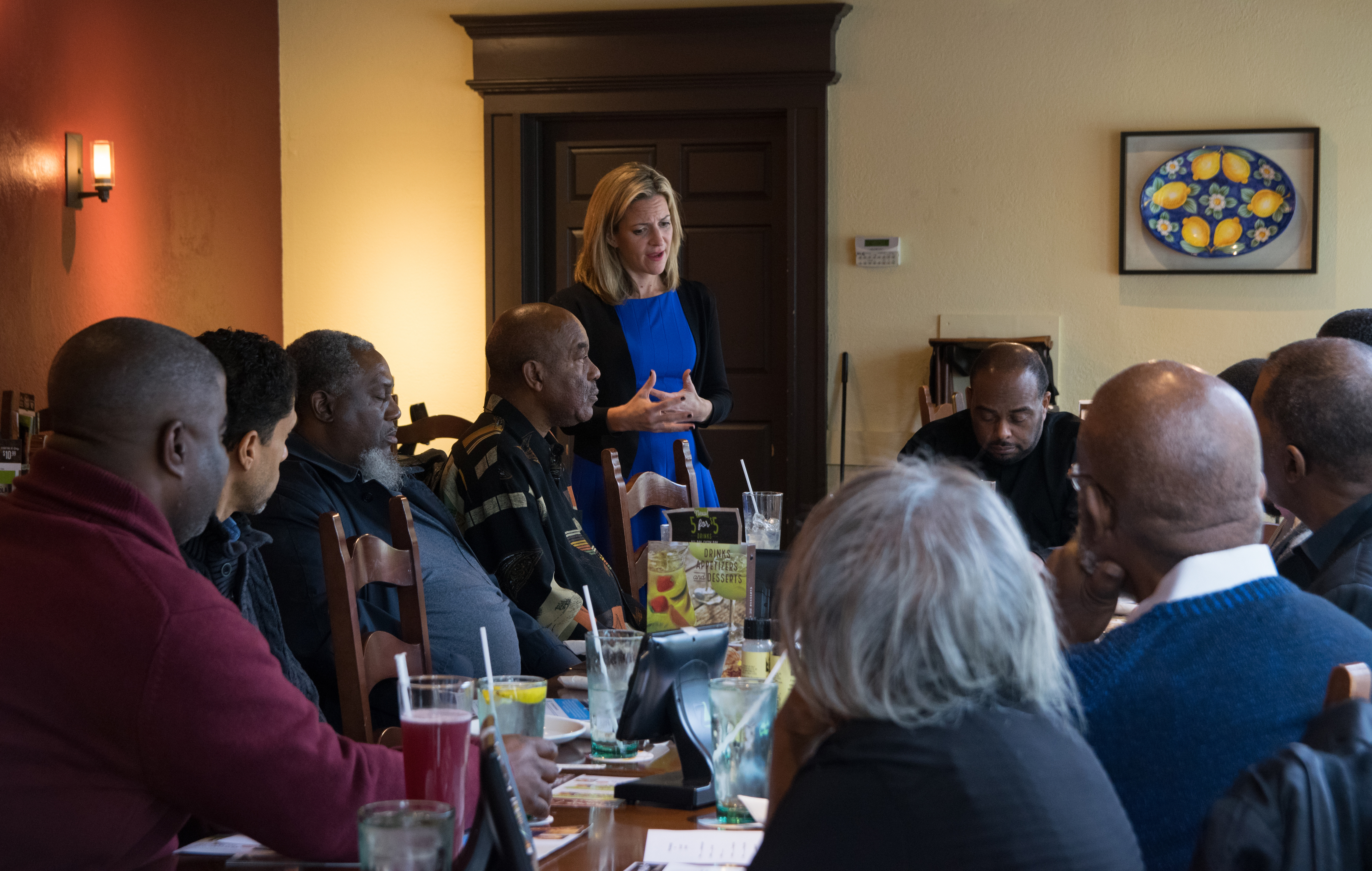 Benson speaking with pastors in Livonia, Michigan.