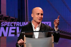 Democrat Max Rose onstage during a congressional debate.