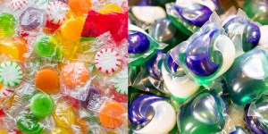 tide pods and candy side-by-side