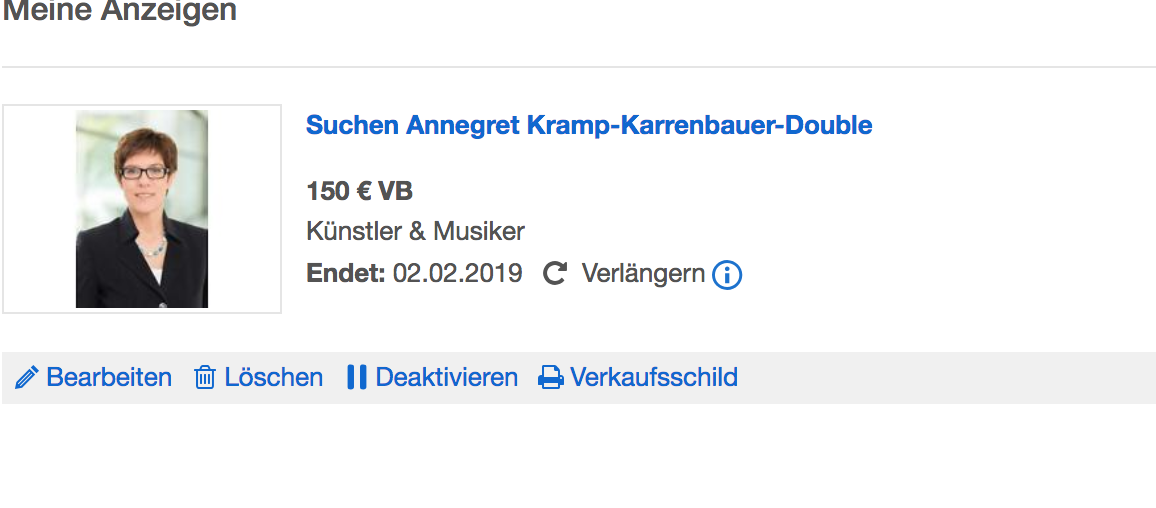 Ein Screenshot von der Anzeige auf Ebay Kleinanzeigen