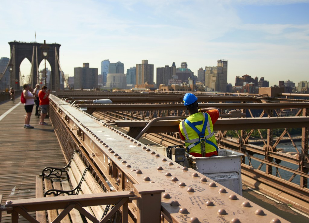 The Brooklyn Bridge is one of the bridges in “urgent” need of repair, according to the American Road & Transportation Builders Association. Image: Shutterstock