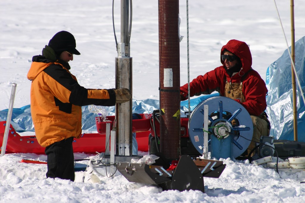 Drilling for ice cores in Greenland. Image: Joseph McConnell
