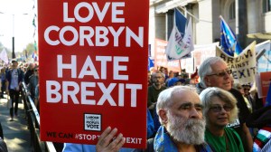 A Labour placard at the People's Vote march in October