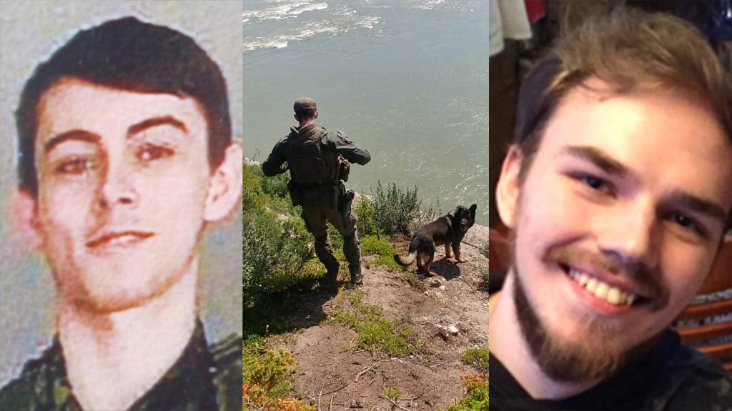 Police have put a lockdown on a small Manitoba town after it was reported that two young men accused of killing three people in BC may have been spotted there.