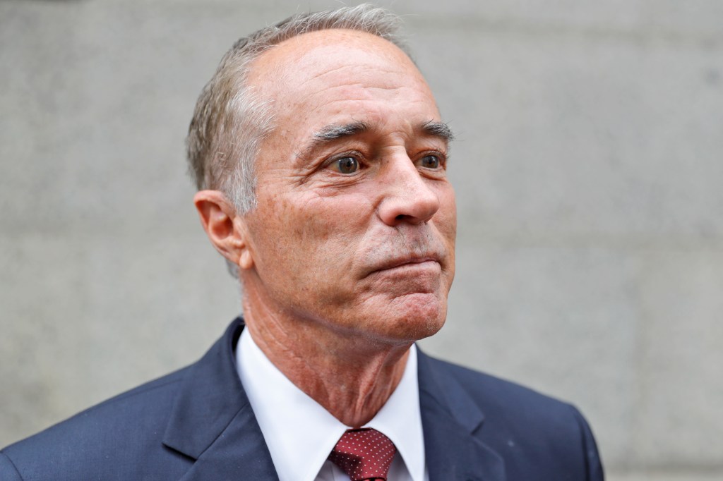 U.S. Rep. Chris Collins, R-N.Y., speaks to reporters as he leaves the courthouse after a pretrial hearing in his insider-trading case, Thursday, Sept. 12, 2019, in New York.