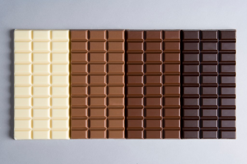 white chocolate milk chocolate dark chocolate