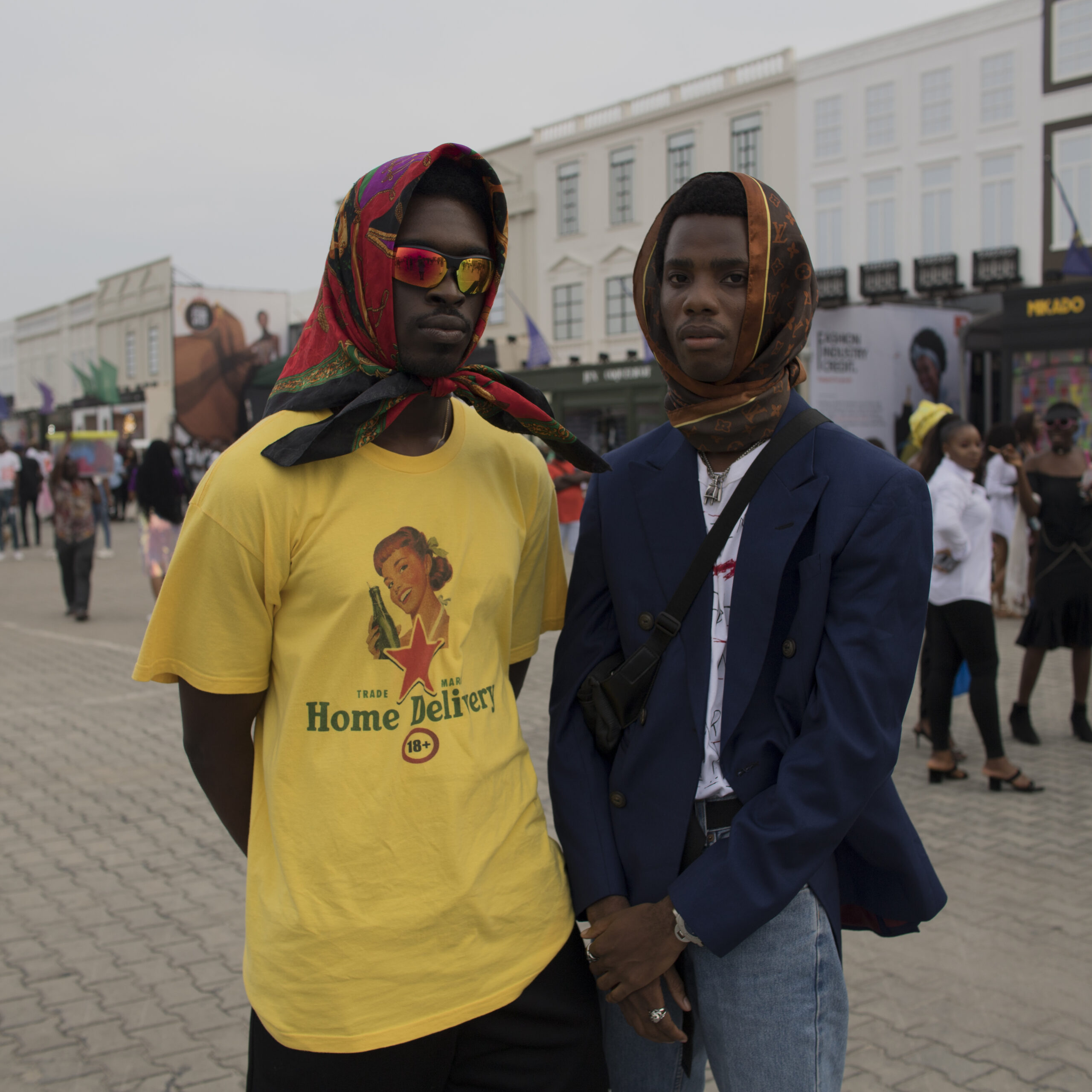 two men wearing headscarfs in lagos