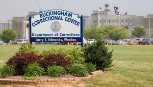 This May 3, 2011 photo shows the entrance sign to the Buckingham Correctional Center in Dillwyn, Va.