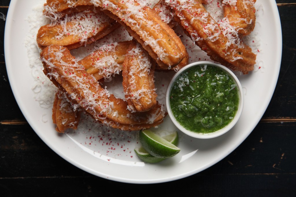 Cheesy Churros with Tomatillo Salsa Recipe