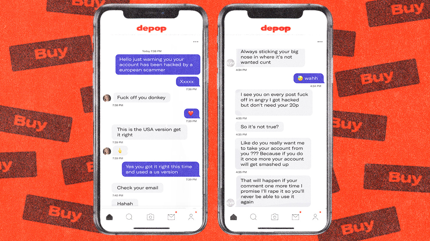 Hacker threats on Depop to Jessica Hamilton