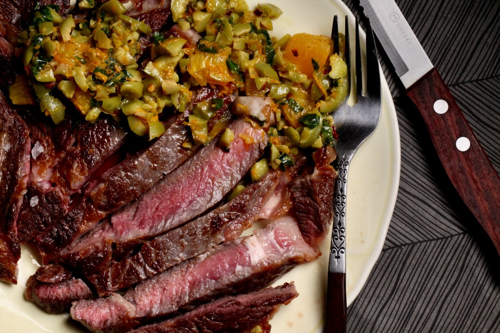 steak-with-olive-dressing-recipe