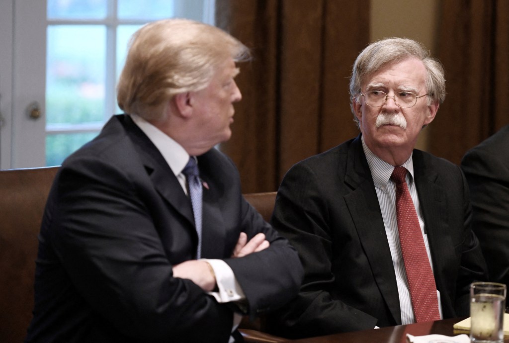File photo dated April 9, 2018 of U.S President Donald Trump and John Bolton , the new national security adviser attend a briefing from Senior Military Leadership in the Cabinet Room of the White House in Washington, DC.