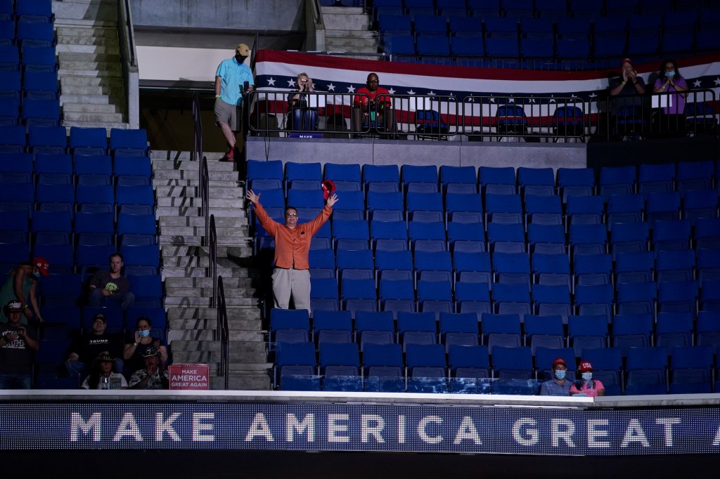 President Donald Trump supporters attend a campaign rally at the BOK Center, Saturday, June 20, 2020, in Tulsa, Okla.