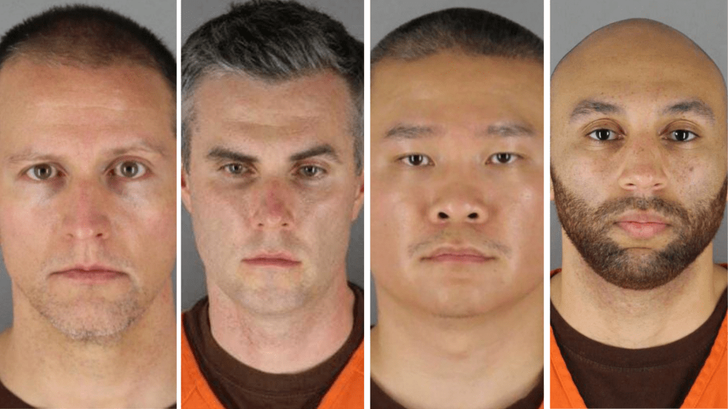 Former Minneapolis police officers Derek Chauvin, 44, Thomas Lane, 37, Tou Thao, 34, and J.A. Kueng, 26, are all placing the blame on one another in the death George Floyd.