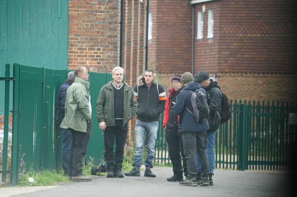 Nick Hill (left) with convicted child sex offender James Shand at a Patriotic Alternative event in Kent in October. Photo: Red Flare