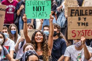 ​A student protest against the government handling of A Levels in London