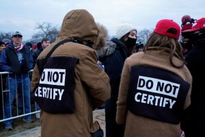 People wait to hear speakers Wednesday, Jan. 6, 2021, in Washington, at a rally in support of President Donald Trump called the "Save America Rally." (AP Photo/Jacquelyn Martin)