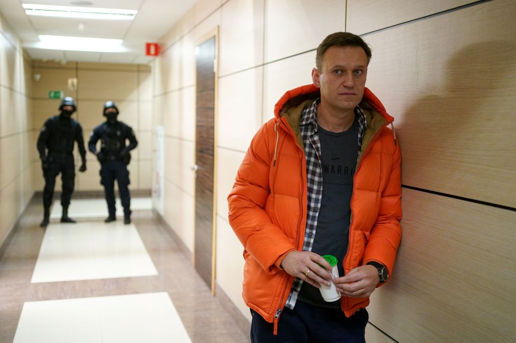 Navalny pictured in December 2019 as Russian police search the offices of ahis Anti-Corruption Foundation in Moscow. Photo: DIMITAR DILKOFF/AFP via Getty Images​