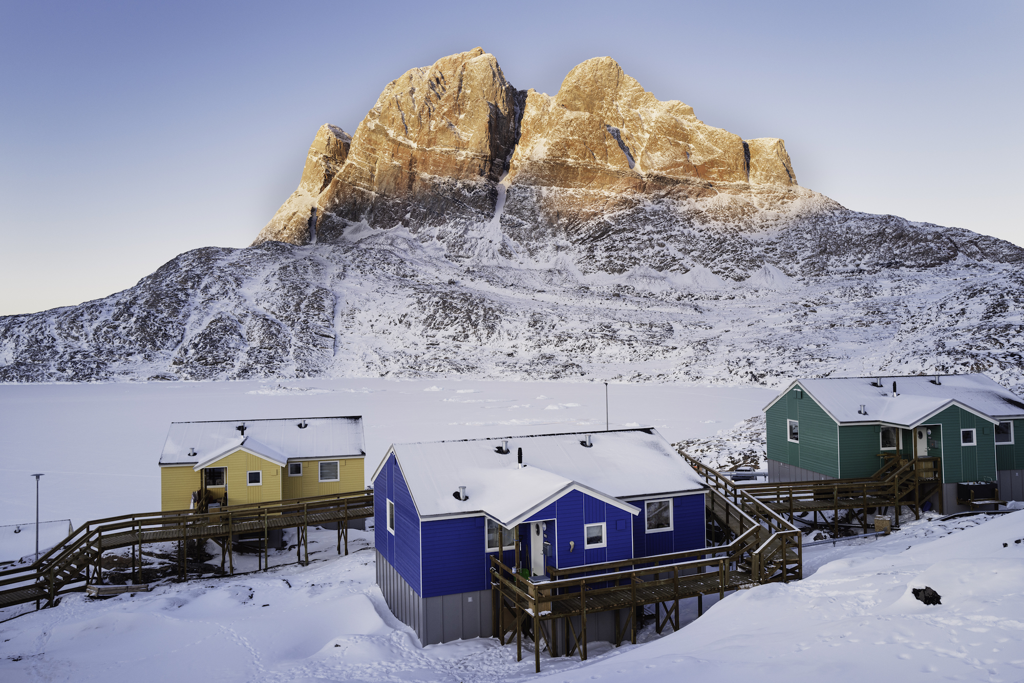 New houses built for the tsunami victims, located at the edge of Uummannaq