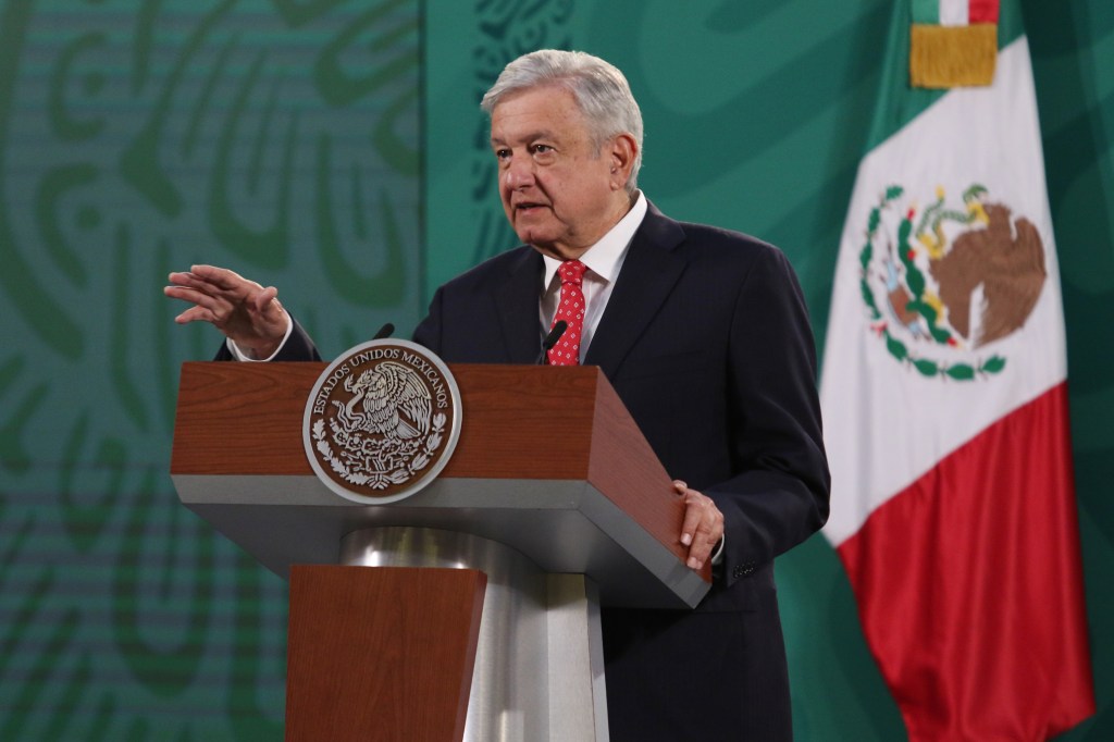 Mexico's President Andres Manuel Lopez Obrador speaks with the media during his daily morning press conference