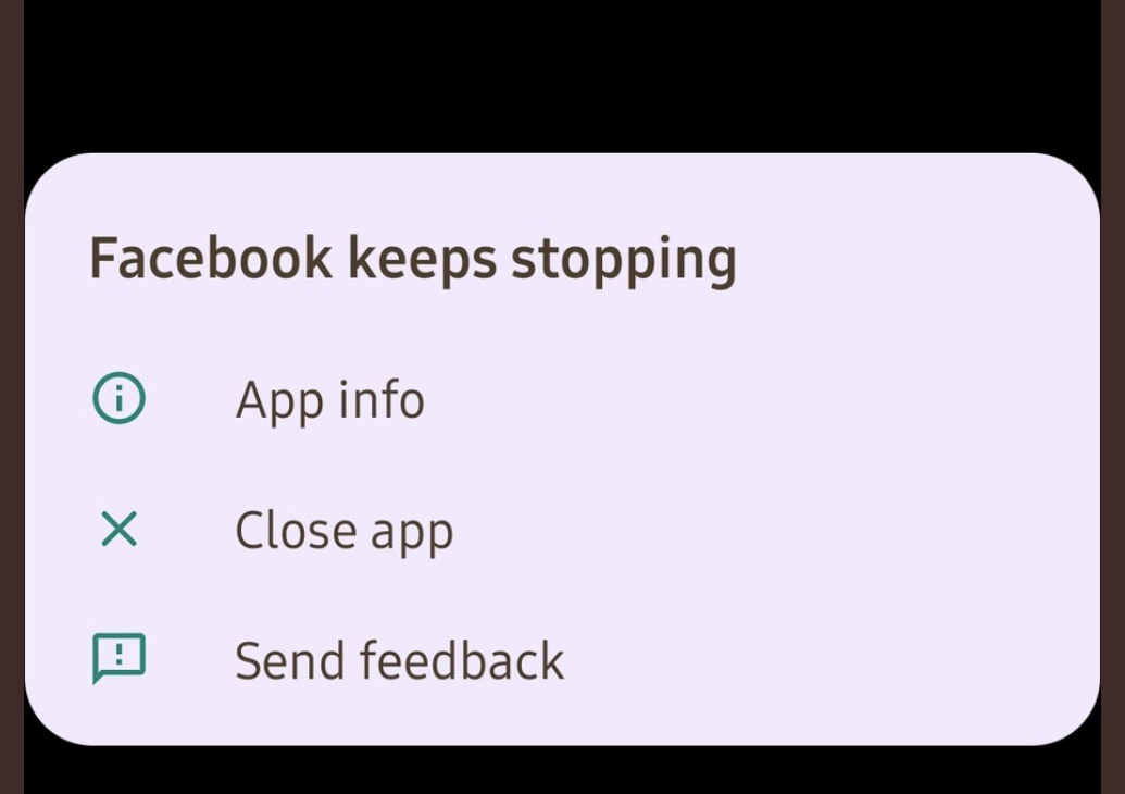 A screenshot sent to VICE World News shows a Facebook error message