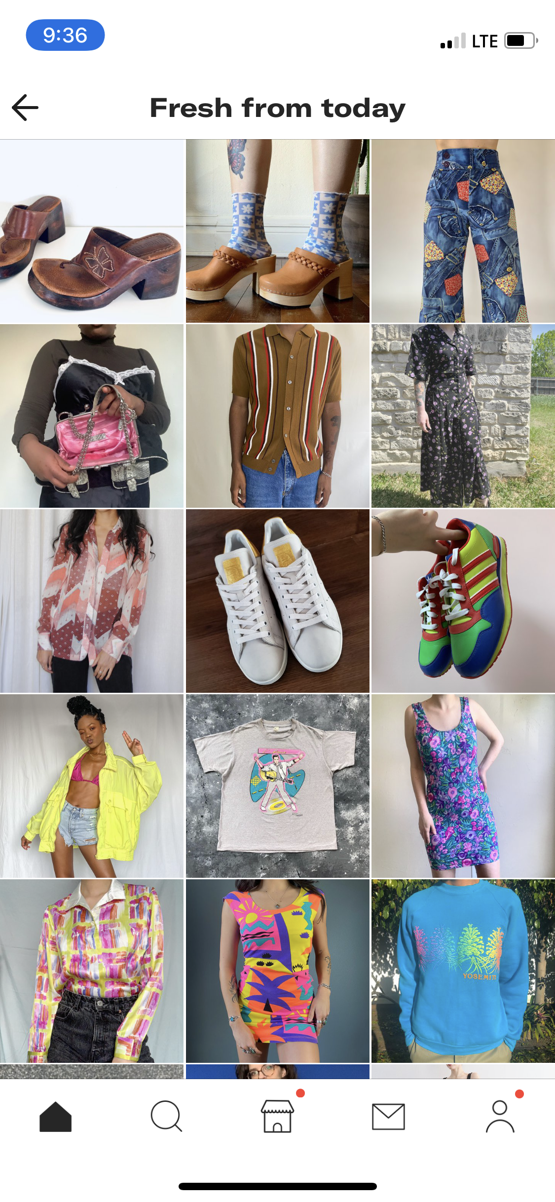 A screenshot of the Depop Explore page, showing modeled images of used clothing