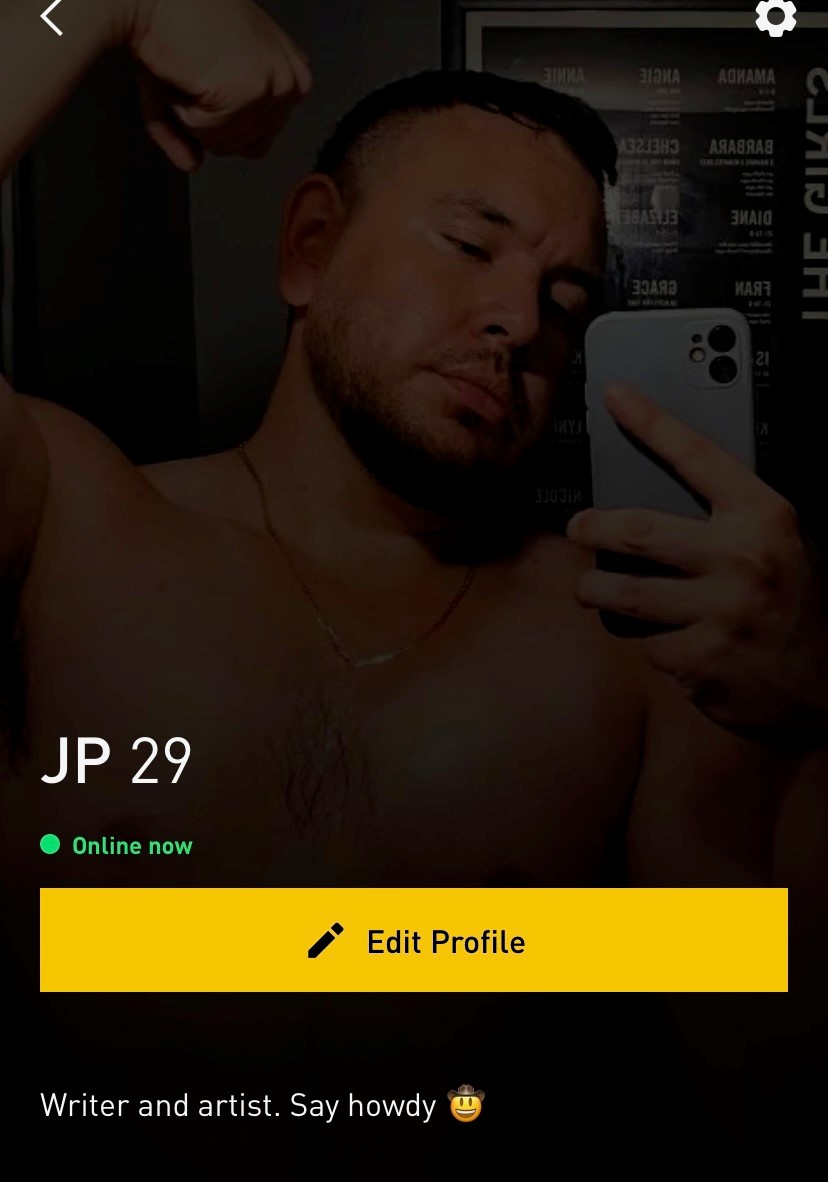 JP's Grindr profile