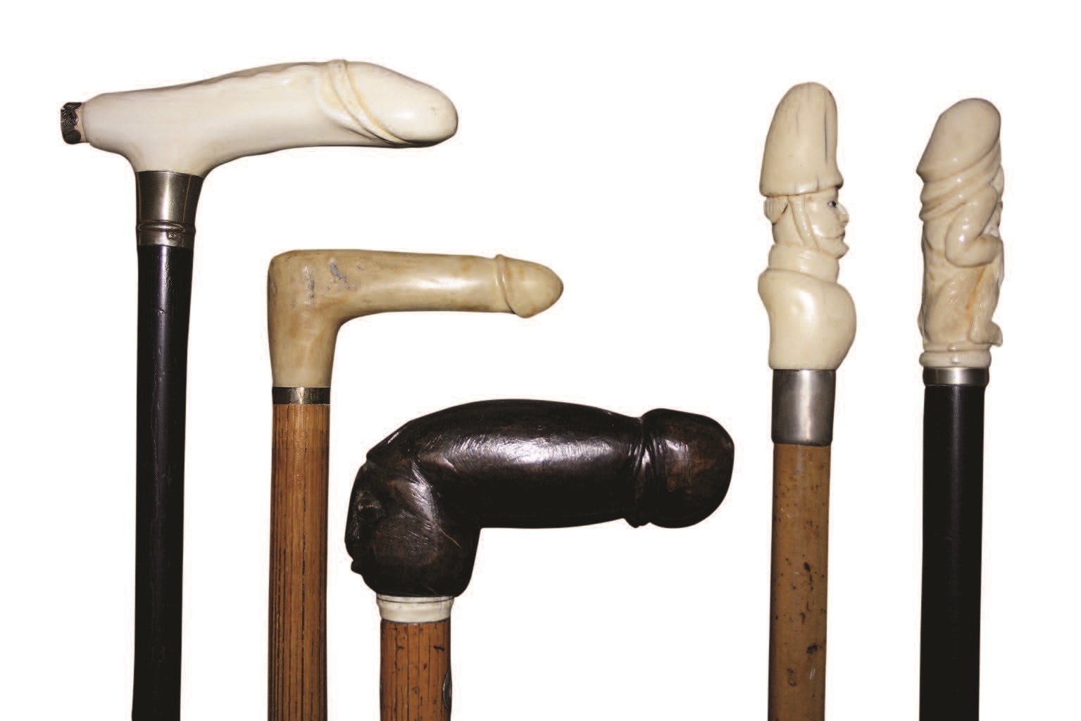 Commonly used walking sticks with phallic handles used in medeival Europe.jpg