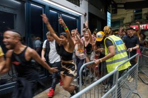 People in the queue for Heaven being let into the club on "Freedom Day