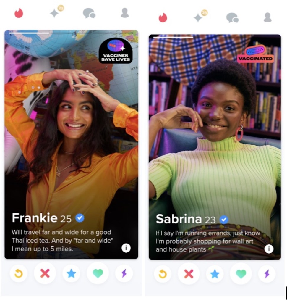 Vaccination status badges, stickers, and profile