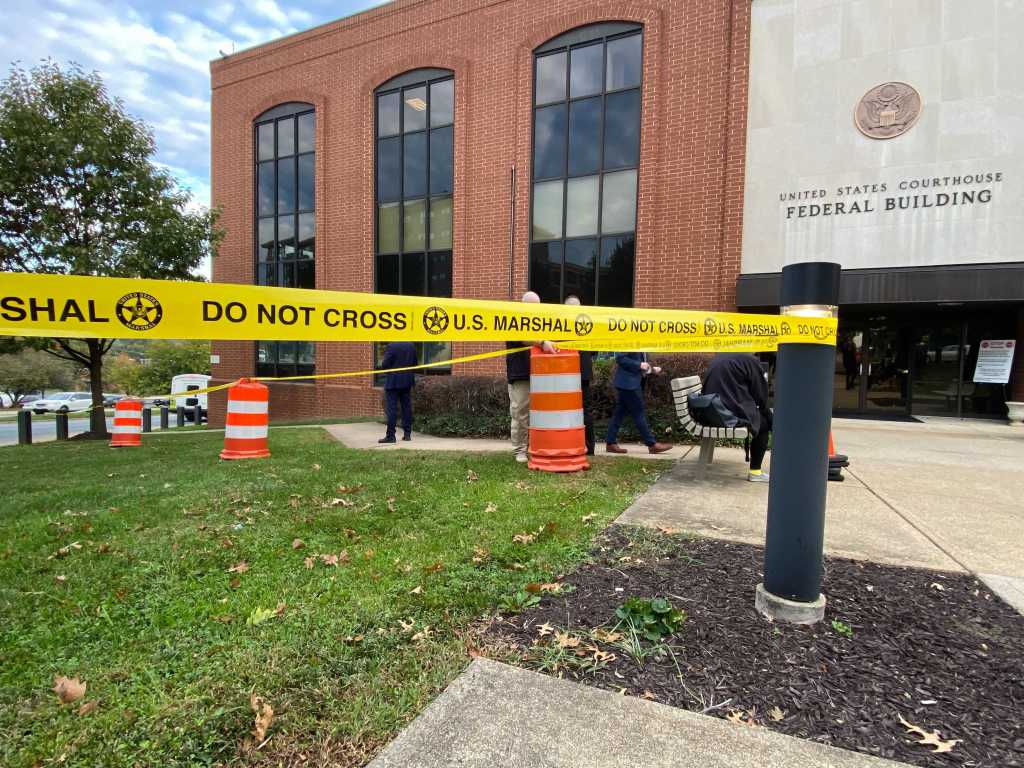 The federal courtroom in Charlotteville, Virginia.