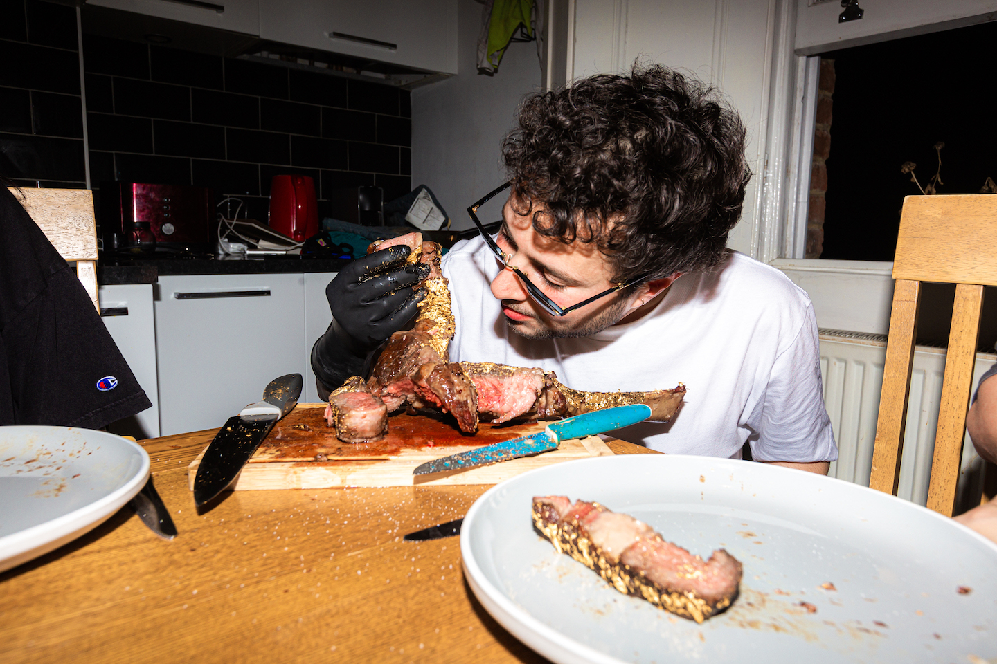 The author looks at the steak