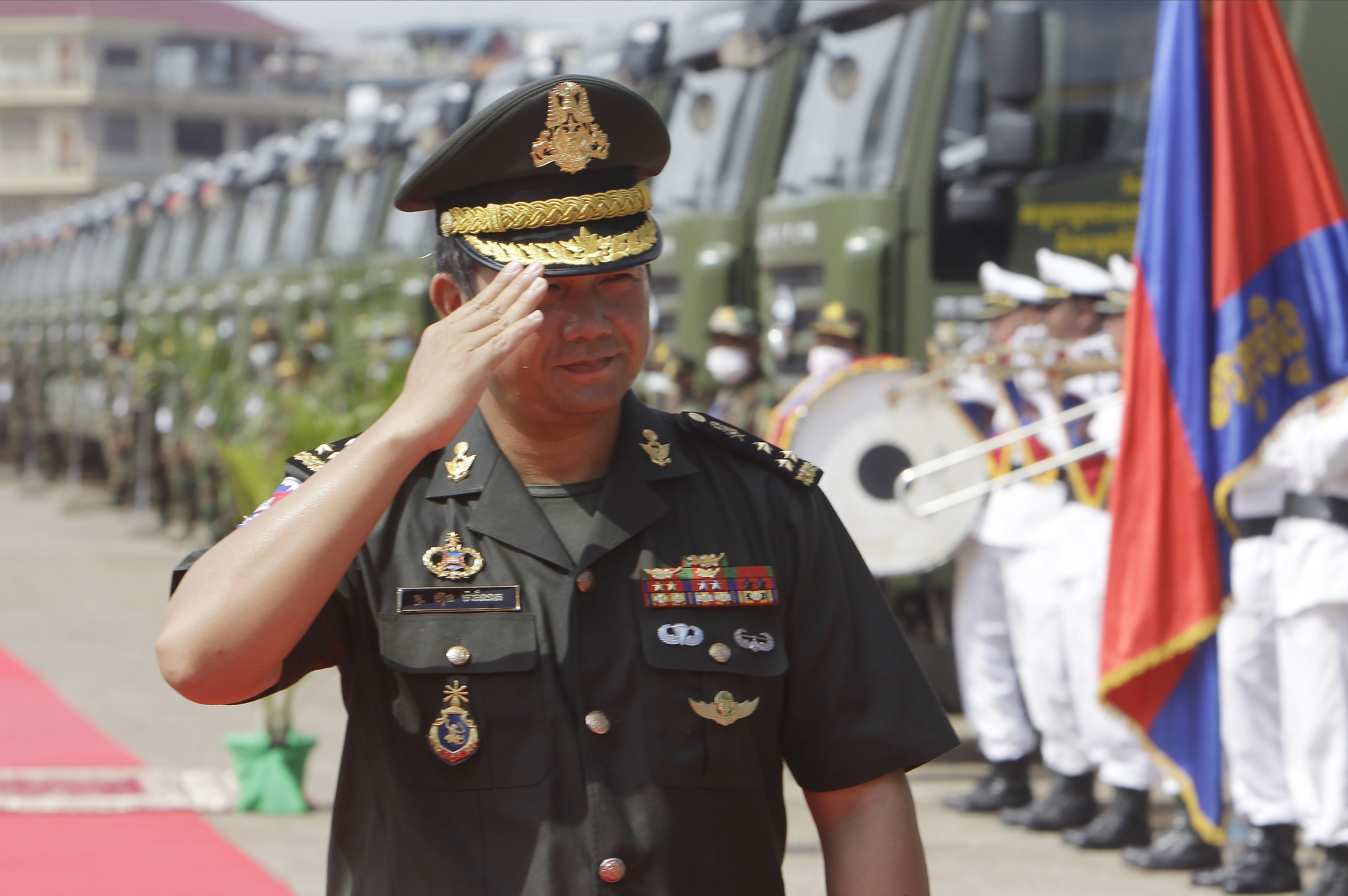 Lt. Gen. Hun Manet, son of Prime Minister Hun Sen, at a ceremony in Phnom Penh, Cambodia, in June 2020. Photo: AP/Heng Sinith