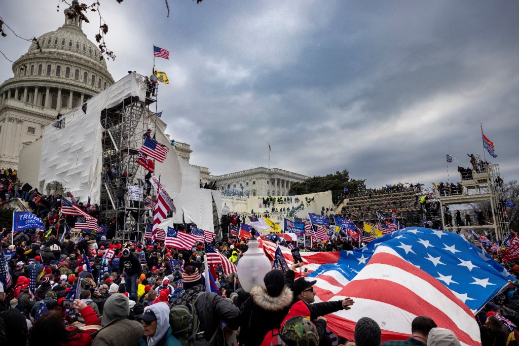 Trump supporters clash with police and security forces as people try to storm the US Capitol on January 6, 2021 in Washington, DC. (Brent Stirton/Getty Images)