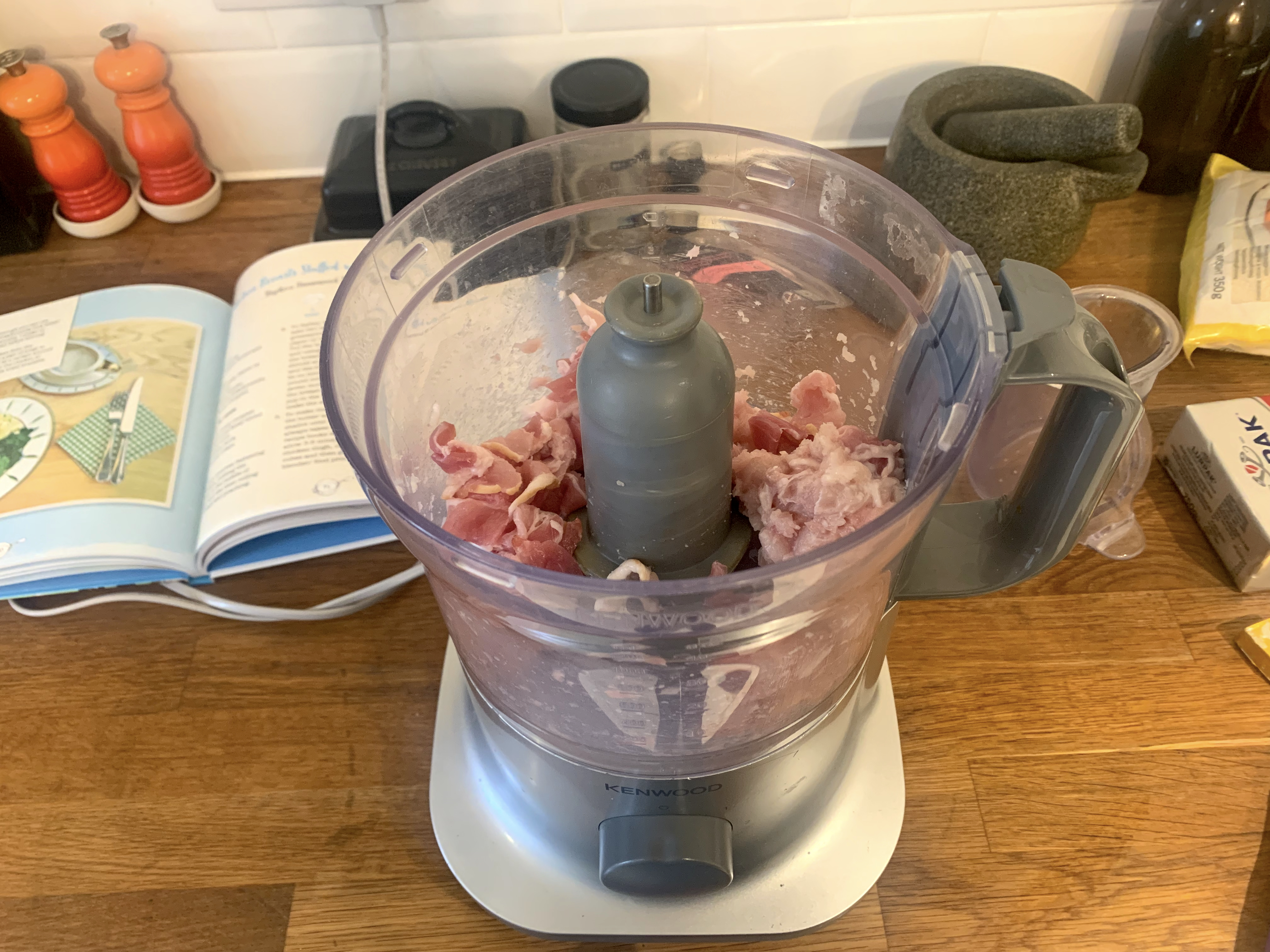 A blender full of minced chicken for Stephen Hammond's recipe