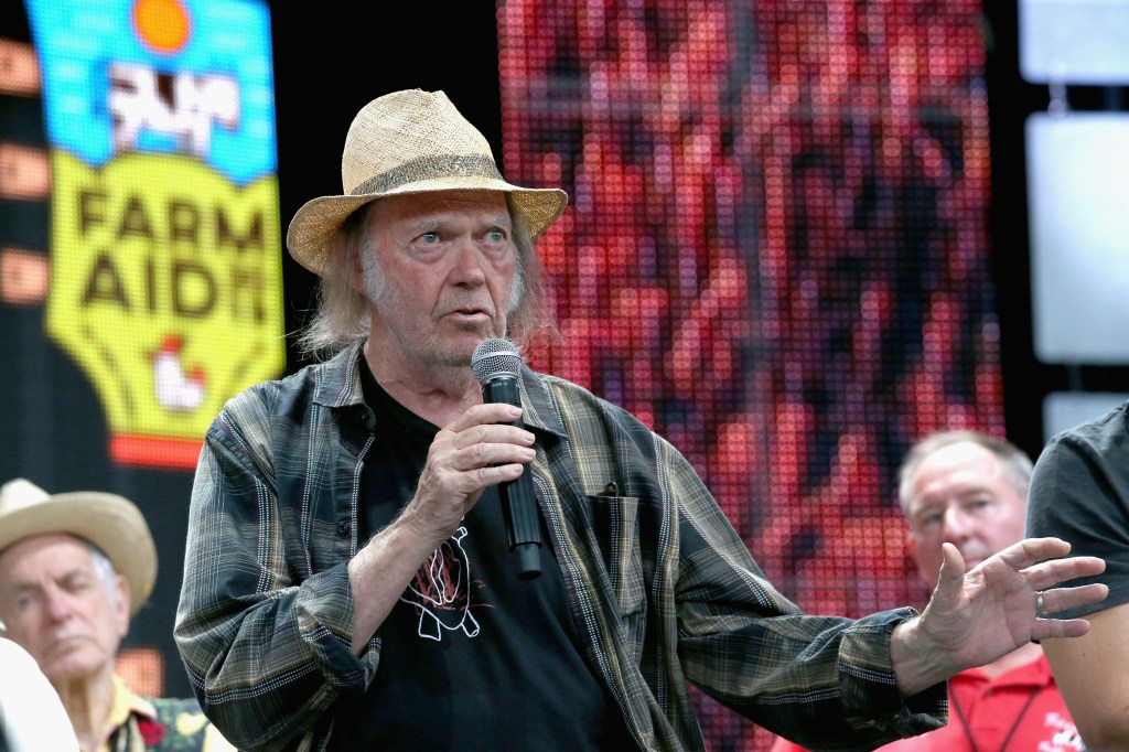 Neil Young attends a press conference for Farm Aid 34 at Alpine Valley Music Theatre on September 21, 2019 in East Troy, Wisconsin. (Gary Miller/Getty Images)