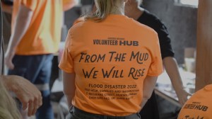 Locals at the Volunteer Hub in Murwillumbah