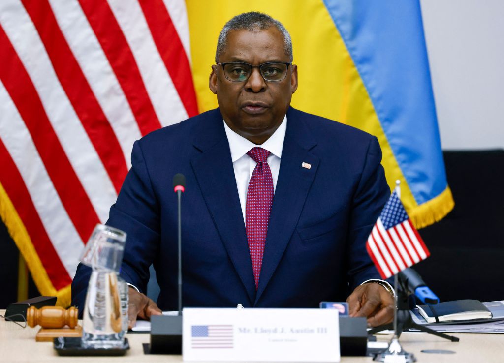 U.S. Defense Secretary Lloyd Austin speaks during the Ukraine Defence Contact group meeting ahead of a NATO defence ministers' meeting at the alliance's headquarters in Brussels, on June 15, 2022.