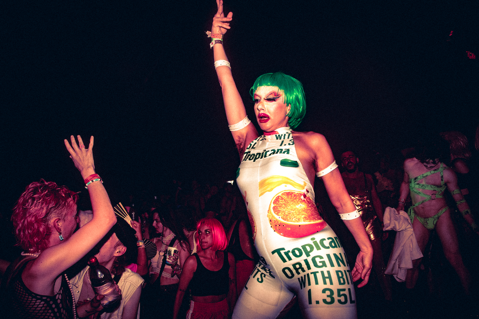 Sweaty crowds and performers at Glastonbury's NYC Downlow