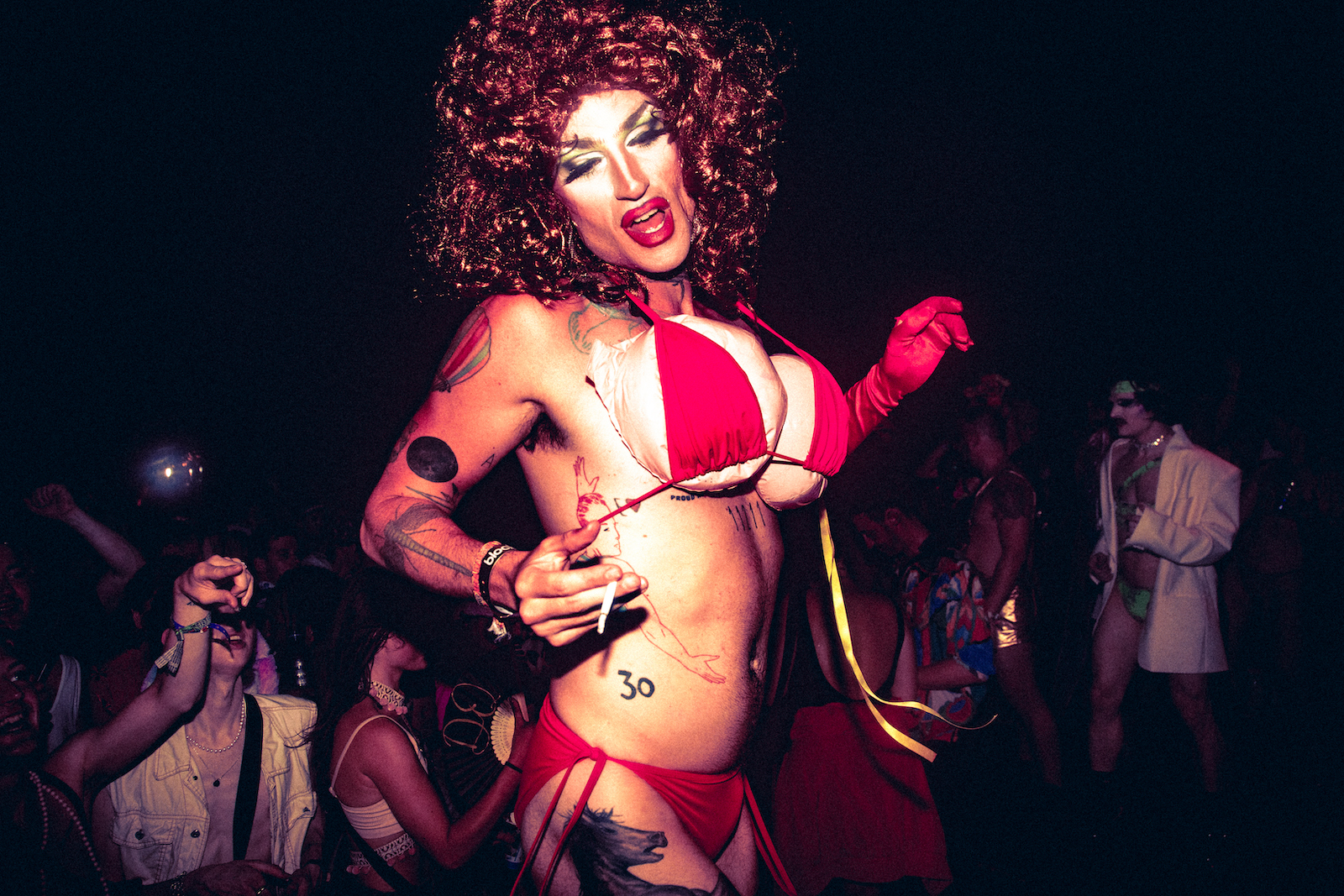 Sweaty crowds and performers at Glastonbury's NYC Downlow